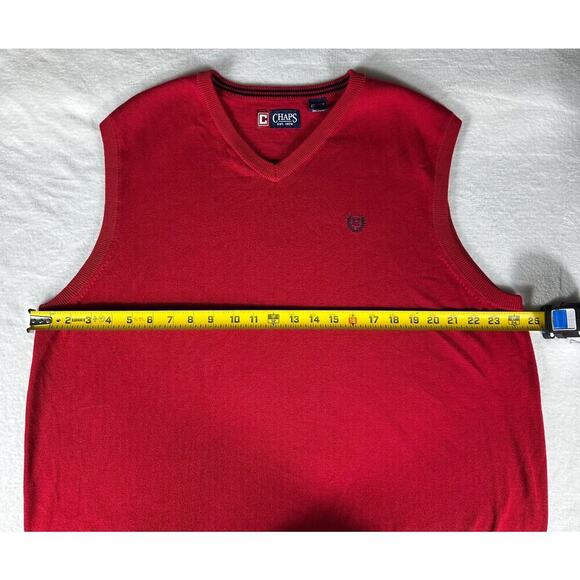 CHAPS Mens Vest Size XL Sleeveless V-Neck Logo Classic Red - Picture 6 of 7